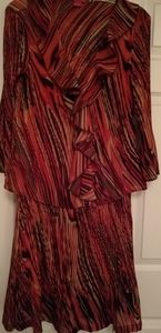 Sunny Leigh Multi Colored Ruffled Neck Top/Skirt Set